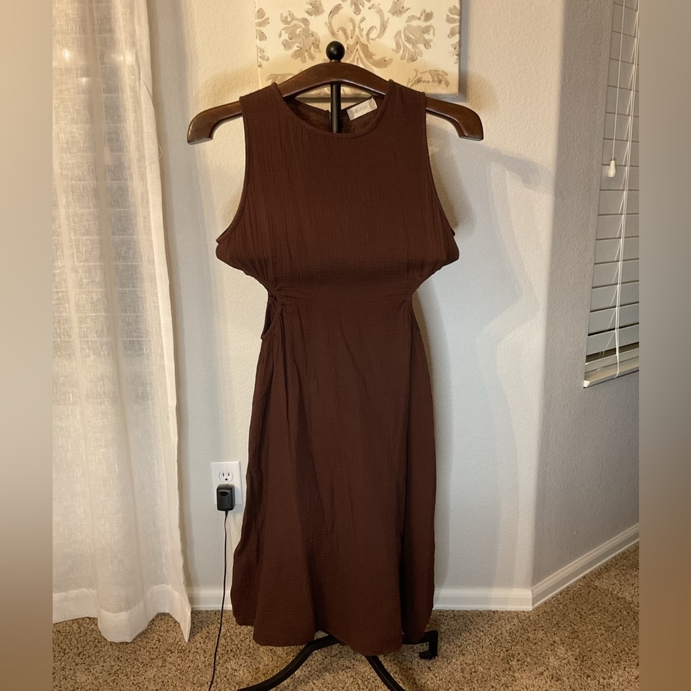 Altar’d State Sleeveless Brown Dress with Cutouts